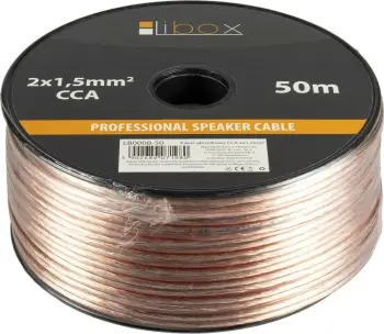 Kabllo audio Libox 2x1, 50m, transparente/e bardhë