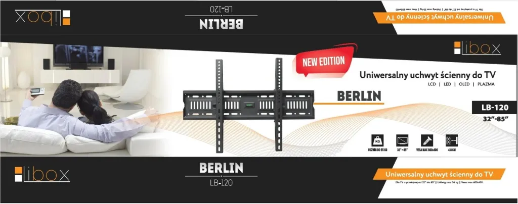 Mbajtëse TV Libox LB-120, 32-85", 55kg, VESA 600x400, e zezë - 3
