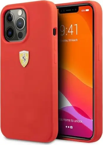 Mbështjellës Ferrari FESSIHCP13XRE për iPhone 13 Pro Max 6.7", silikon, kuq