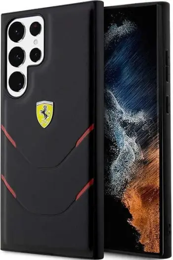 Mbështjellës Ferrari Hot Stamp Lines për Samsung Galaxy S23 Ultra, i fortë, i zi