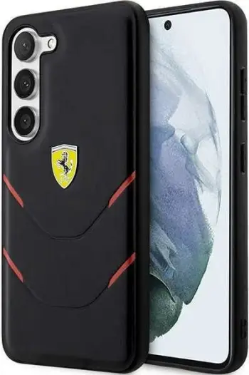 Mbulesë telefoni Ferrari Hot Stamp Lines për Samsung Galaxy S23+, e zezë