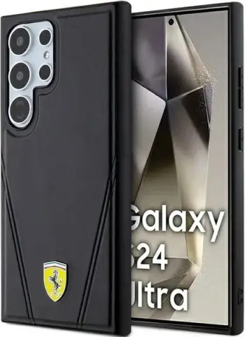 Mbështjellës Ferrari Hot Stamp V Lines MagSafe për Samsung Galaxy S24 Ultra, i zi
