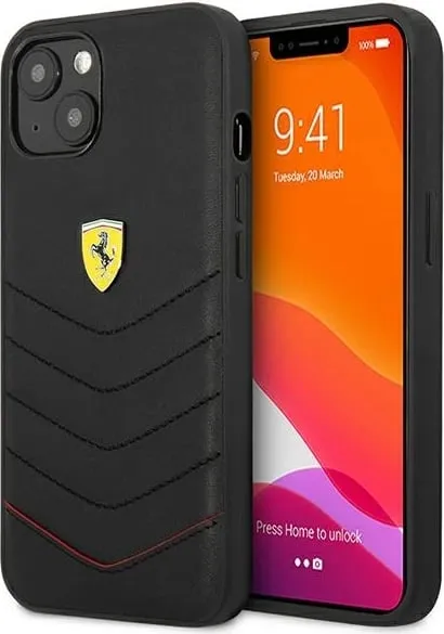 Mbështjellës Ferrari Off Track Quilted për iPhone 13 mini, 5.4", i zi, hardcase - 1