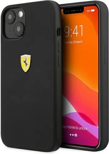Mbështjellës Ferrari FESSIHCP13MBK për iPhone 13 6.1", silikon, zi