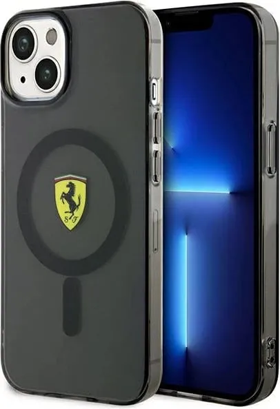Mbështjellës Ferrari Translucent MagSafe për iPhone 14 6.1", i zi - 1