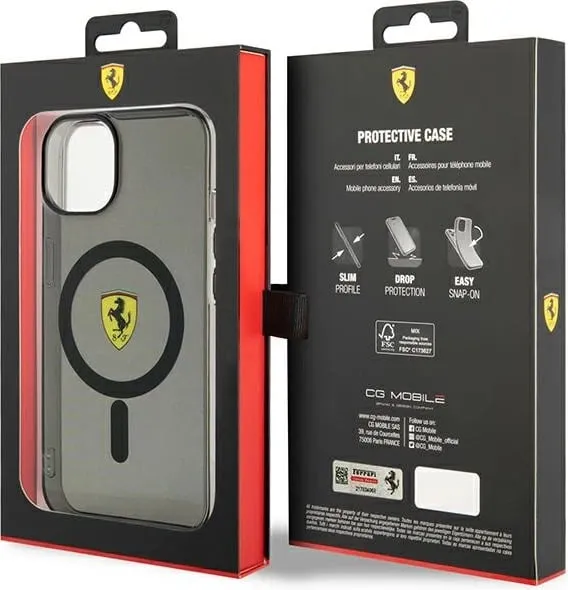 Mbështjellës Ferrari Translucent MagSafe për iPhone 14 6.1", i zi - 3