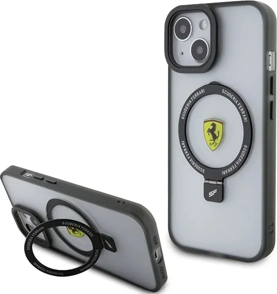 Mbështjellës Ferrari Ring Stand 2023 MagSafe për iPhone 15 Plus / 14 Plus, i zi - 1