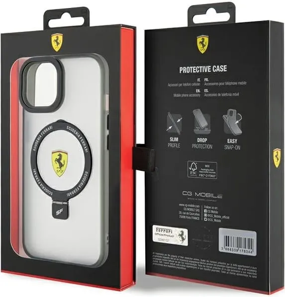 Mbështjellës Ferrari Ring Stand 2023 MagSafe për iPhone 15 Plus / 14 Plus, i zi - 3