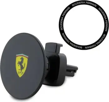 Mbajtës magnetik për celular Ferrari FECHMMAK, për grilë, MagSafe, i zi