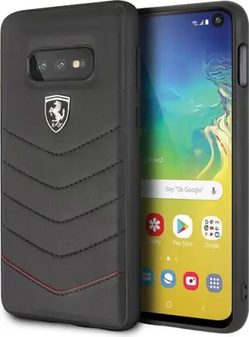 Mbështjellës Ferrari Heritage Quilted FEHQUHCS10LBK për Samsung Galaxy S10e G970, lëkurë, i zi