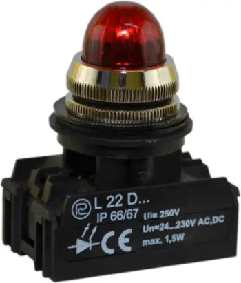 Llambë sinjalizuese Promet 24 - 230 V, 22 mm, e kuqe