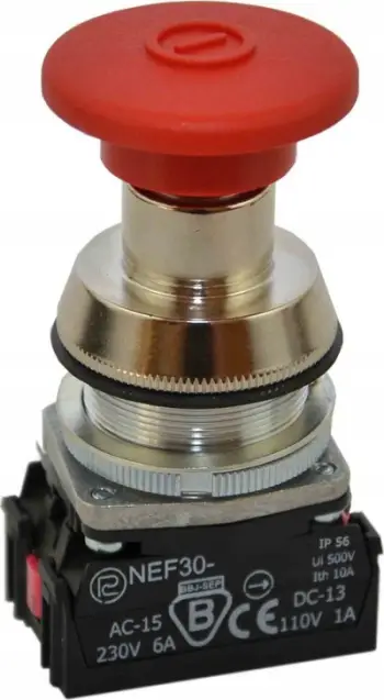Buton emergjent Promet NEF30 DR2Y, IP56, 30mm, i kuq