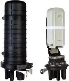 Kuti vertikale fibrash optike Alantec FOM-72K, deri 72 nyje, set i kompletuar, e zezë