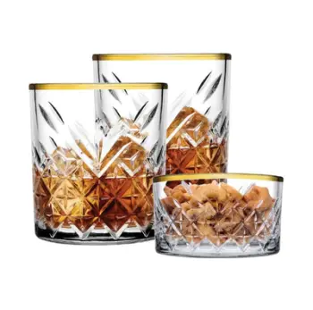 Set - Timeless gotë 2 copë + enë për grimtësira 1 copë, transparent/artë