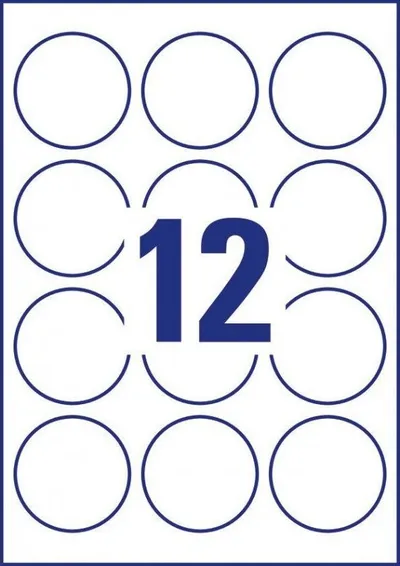 Etiketa rrethore letre Avery Zweckform, diametër 60mm, A4, të bardha - 4