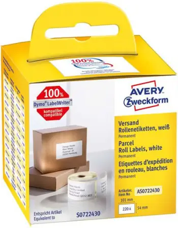Etiketa universale në rrotull Avery Zweckform AS0722430, 101x54mm, 220 etiketa, të bardha