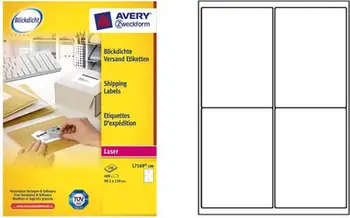 Etiketa transporti Avery Zweckform L7169, 99.1x139mm, 400 etiketa, të bardha