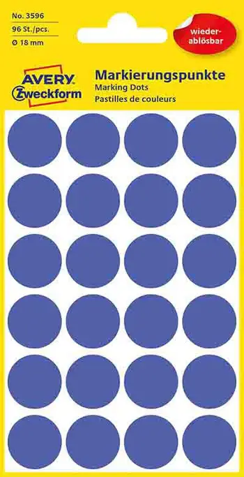 Etiketa rrethore Avery Zweckform 3596, të heqshme, ngjyrë blu