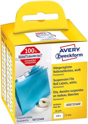 Etiketa vetëngjitëse Avery Zweckform AS0722460, 50 x 12 mm, 220 etiketa, të bardha