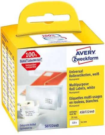 Etiketa termike Avery Zweckform AS0722440, 70x54mm, 320 etiketa, të bardha