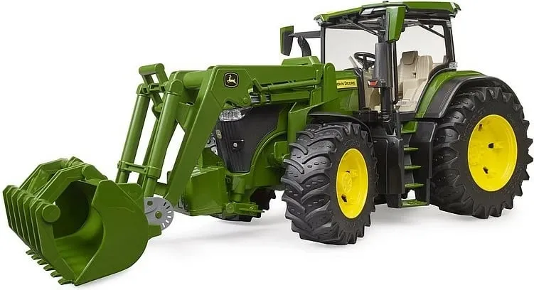 Lodër traktor Bruder John Deere 7R 350, me karikues frontal, jeshile - 1