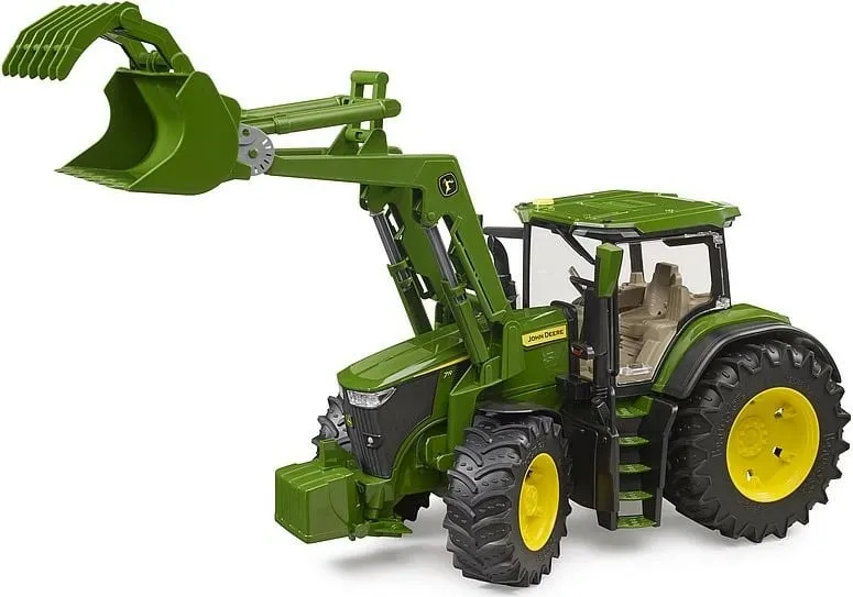 Lodër traktor Bruder John Deere 7R 350, me karikues frontal, jeshile - 3