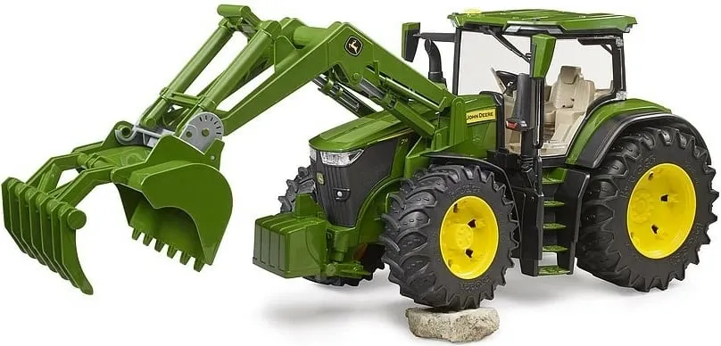 Lodër traktor Bruder John Deere 7R 350, me karikues frontal, jeshile - 4