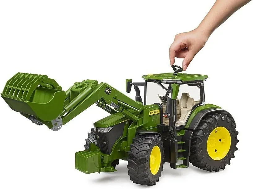 Lodër traktor Bruder John Deere 7R 350, me karikues frontal, jeshile - 5