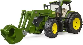 Lodër traktor Bruder John Deere 7R 350, me karikues frontal, jeshile