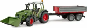 Lodër traktor Bruder Fendt Vario 211, me ngarkues frontal, me rimorkio, jeshile