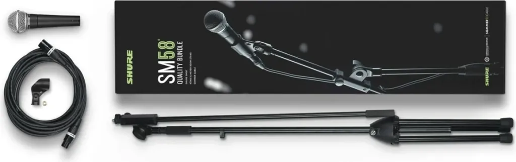 Mikrofon Shure SM58-KM-SOM për skenë/performance, i zi, set me 3 copë - 1