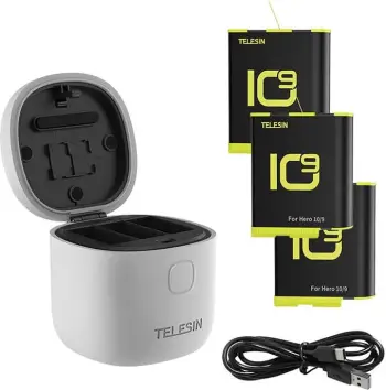 Kasë karikimi Telesin Allin box për GoPro Hero 9/10 me 3 bateri, IP54, Gri, set