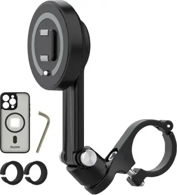 Mbajtës timoni Telesin P3-MPH-01 për iPhone 15 Pro, MagSafe, për biçikletë/motoçikletë, i zi