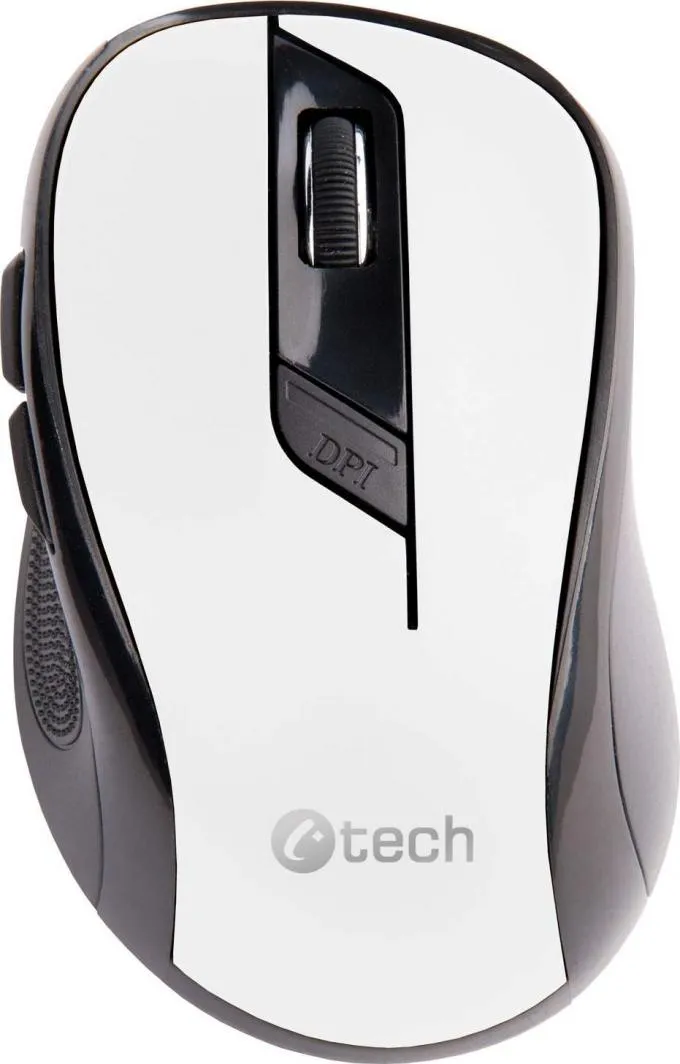 Maus C-Tech WLM-02W, wireless, USB, i bardhë dhe i zi - 1
