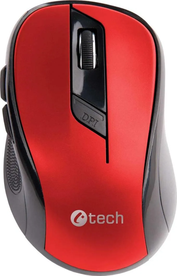 Maus C-Tech WLM-02R, wireless, USB, i zi dhe i kuq - 1