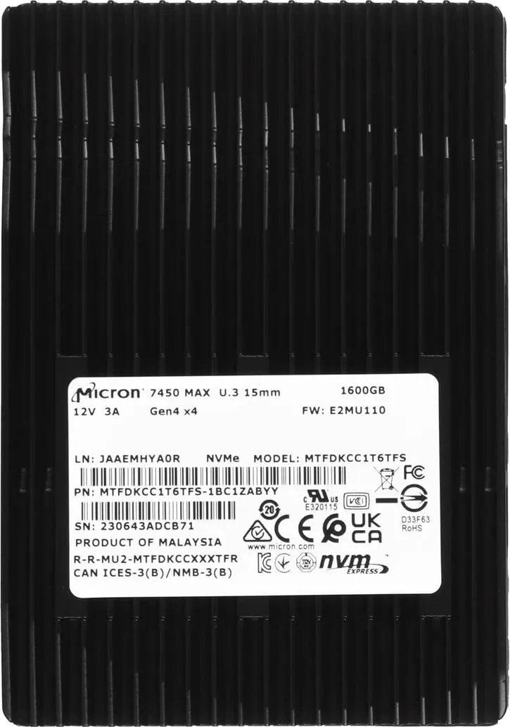 Disk SSD Micron 7450 MAX, 1.6TB, U.3 PCIe - 3