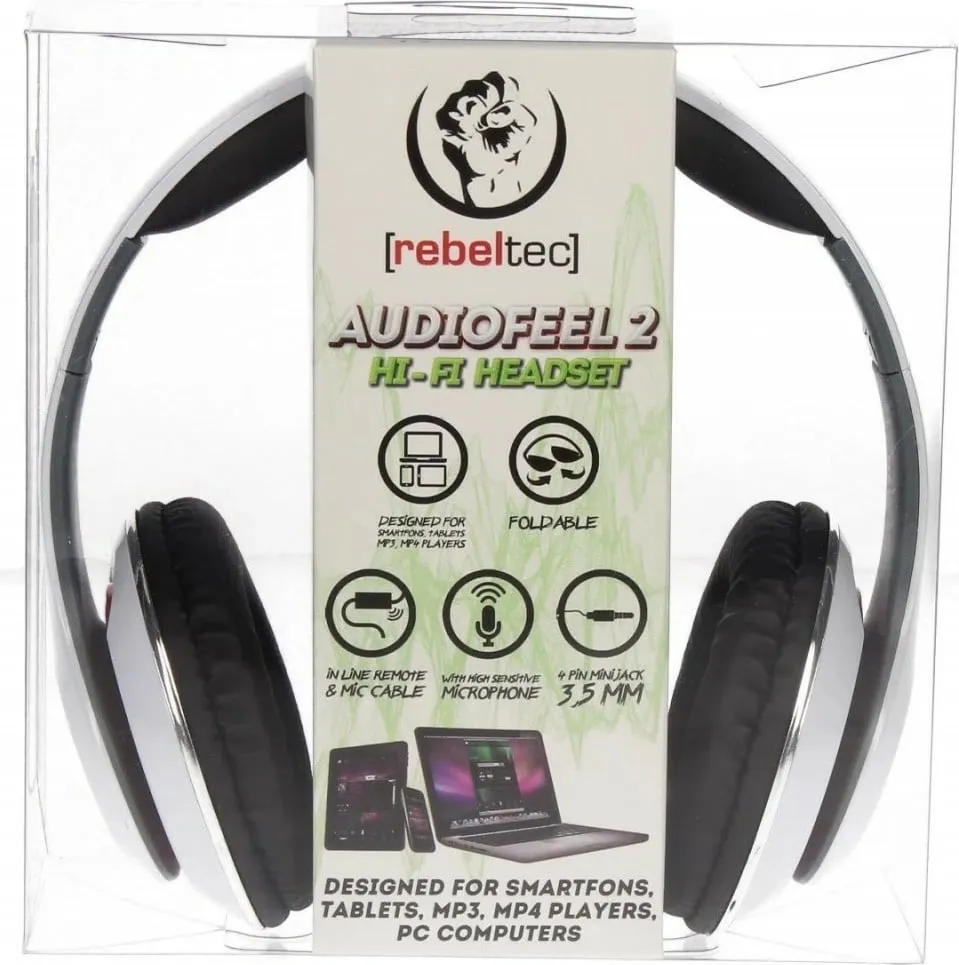 Kufje Rebeltec AudioFeel 2, me kabllo, të bardha - 2
