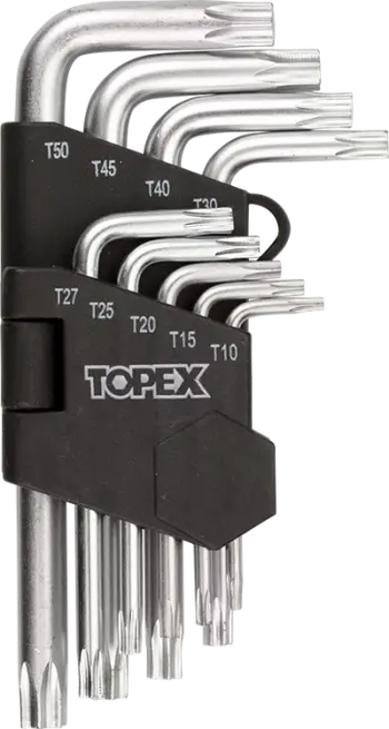 Set çelësash Torx Topex, tip L T10-T50, 9 copë