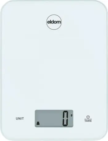 Peshore kuzhine elektrike ELDOM, pllaka qelqi, bardhë, deri në 10 kg