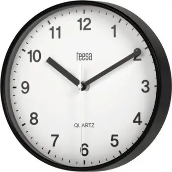 Orë murale Teesa, 20 cm, analoge, e zezë