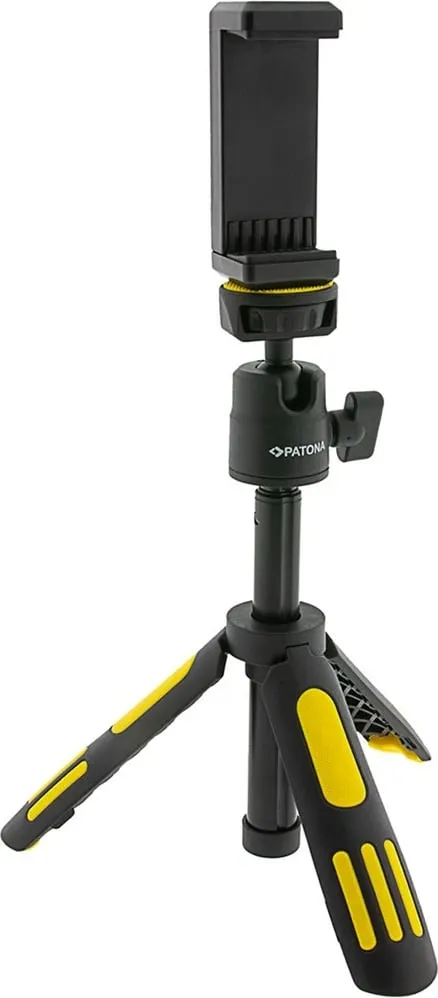 Tripod i rregullueshëm PATONA Premium me mbajtës për celular, i zi/verdhë - 6