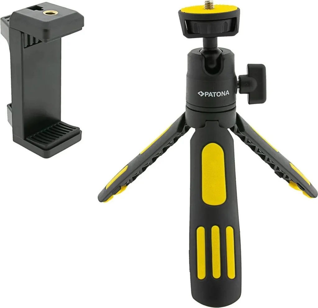 Tripod i rregullueshëm PATONA Premium me mbajtës për celular, i zi/verdhë - 7