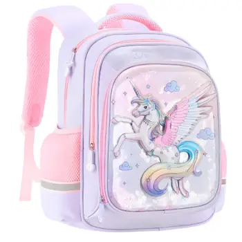Çantë shkollore për fëmijë Promax, unicorn vjollcë