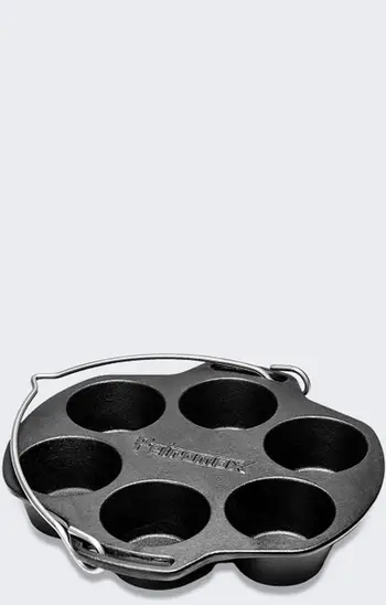 Tavë mafinsash Petromax Cast Iron Muffin Pan, 6 vende, gize, e zezë