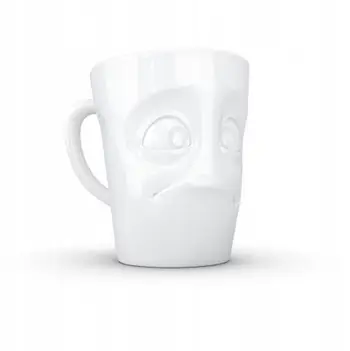 Filxhan porcelani Tassen Mug plus Handle, me dorezë, me figurë fytyre, i bardhë