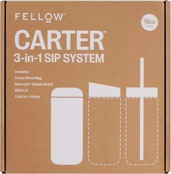 Set termus Fellow Carter + 3 kapakë, 473 ml, e bardhë mat - 3