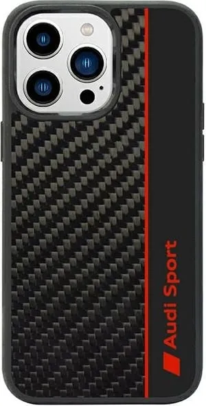 Mbështjellës Audi Carbon Fiber Stripe për iPhone 14 Pro Max 6.7", i zi - 1