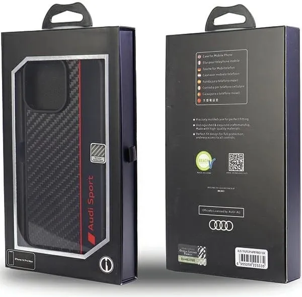 Mbështjellës Audi Carbon Fiber Stripe për iPhone 14 Pro Max 6.7", i zi - 2