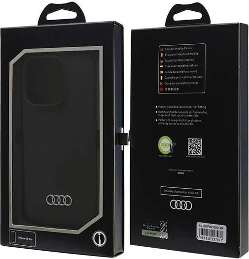 Mbështjellës Audi Silicone Case për iPhone 16 Pro 6.3", zi, hardcase - 1
