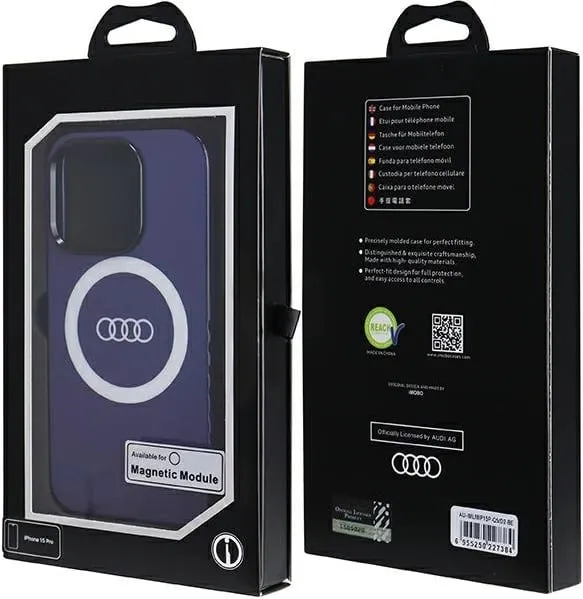 Mbështjellës Audi IML Big Logo MagSafe për iPhone 15 Pro, Blu - 3